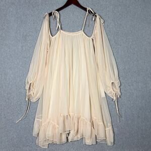 We are HAH Off Shoulder Long Sleeve Chiffon Mini Dress Size M/L